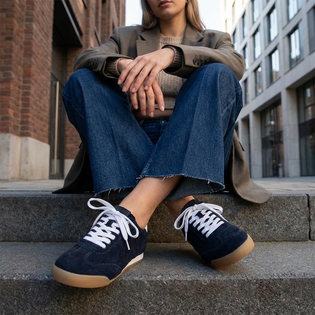 image:imageCUSHIONAIRE Topcat Genuine Leather Suede Sneakers for Women Lightweight Everyday Casual Womens Shoes with Retro Style and Cushioned ComfortBlack