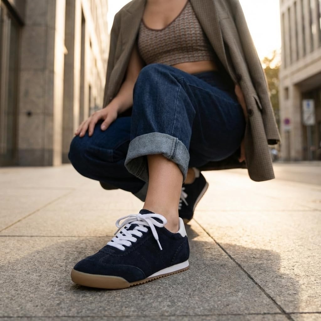 image:imageCUSHIONAIRE Topcat Genuine Leather Suede Sneakers for Women Lightweight Everyday Casual Womens Shoes with Retro Style and Cushioned ComfortBlack