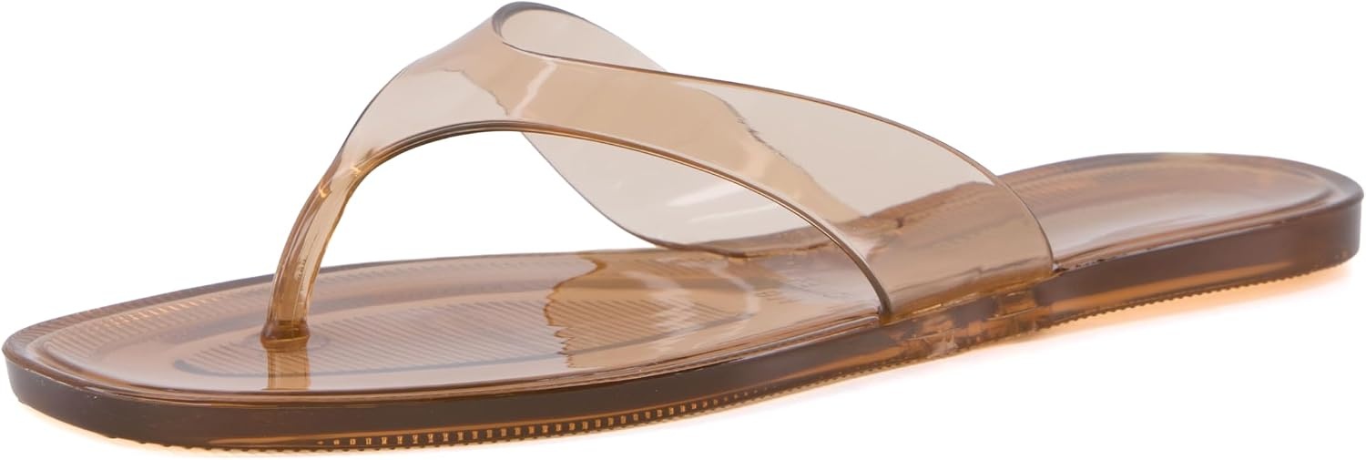 image:imageCUSHIONAIRE Tropic Thong Jelly Flip Flops for Women with Square Toe and Wide Strap Design Comfortable Lightweight Womens SandalsMocha