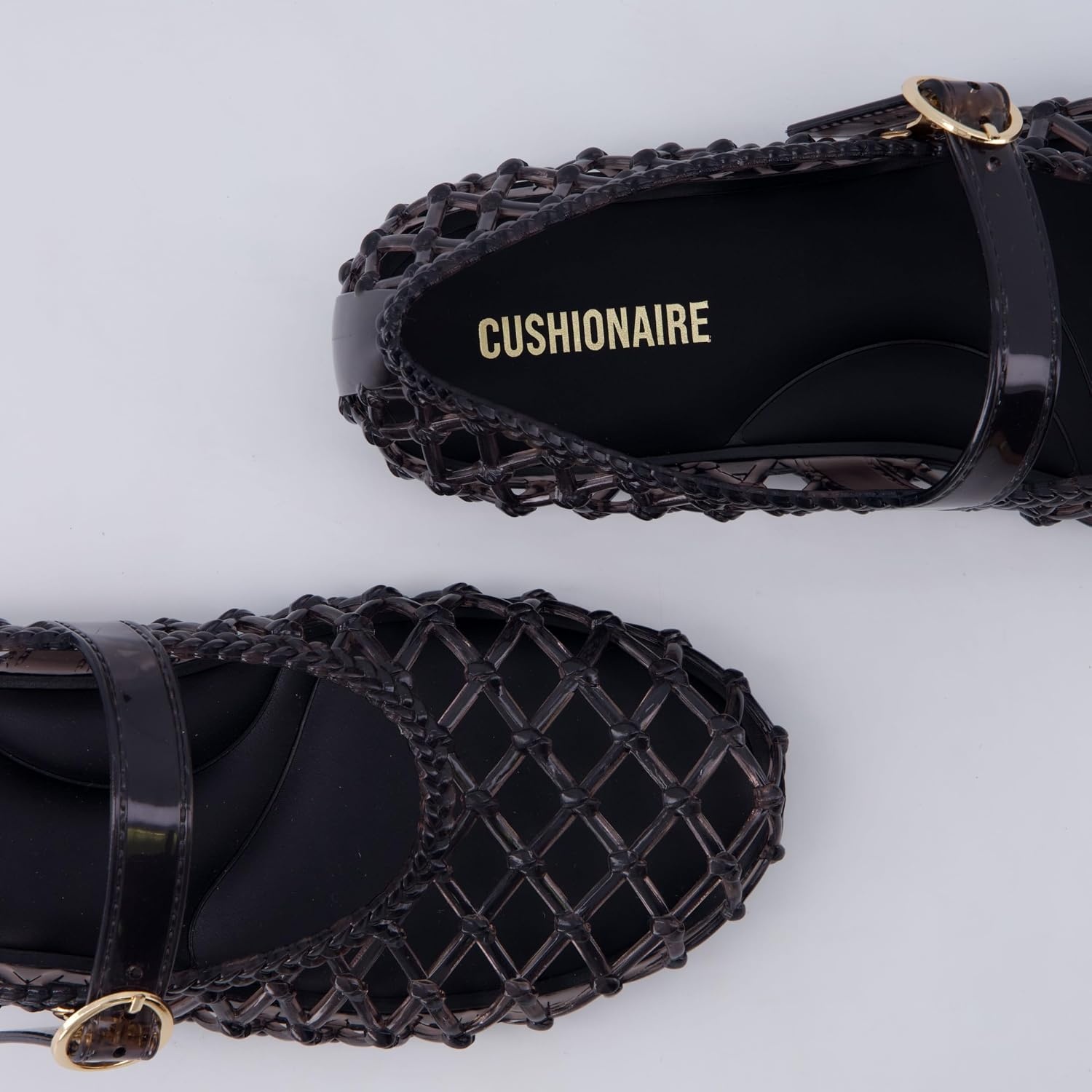 image:imageCUSHIONAIRE Twist Mary Jane Jelly Flats for Women with Adjustable BuckleSmoke