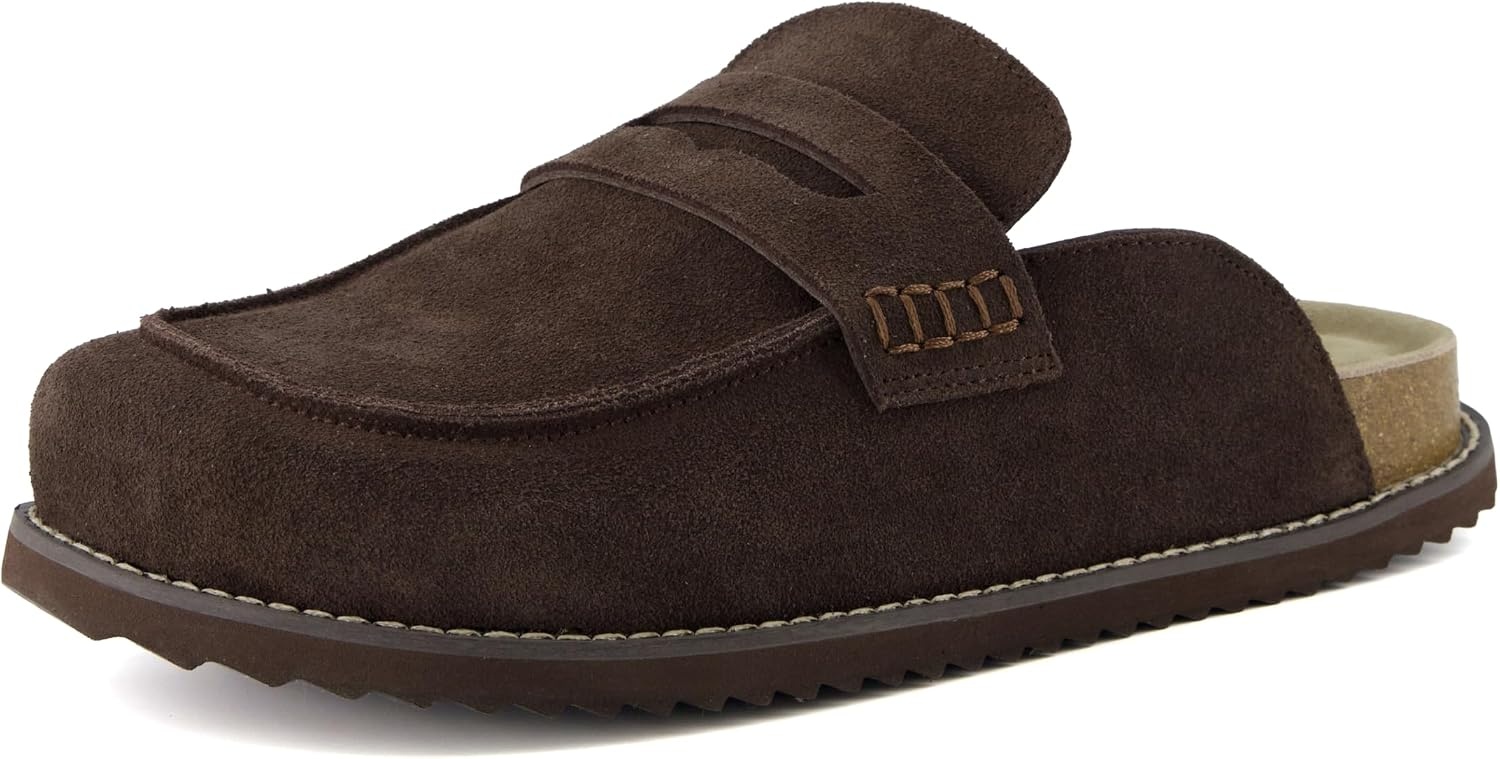 image:imageCUSHIONAIRE Wally LoaferStyle Suede Clogs for Men SlipOn Backless Indoor Outdoor Mens Shoes with Cushioned FootbedBrown