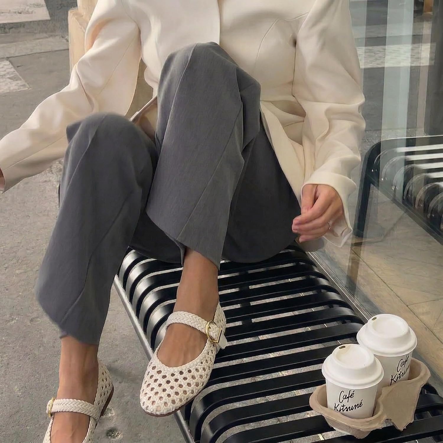 image:imageCUSHIONAIRE Wit Hand Woven Womens Flats Comfortable Mary Jane Ballet Flat with Adjustable Buckle Braided Strap and Cushioned Memory FoamCream