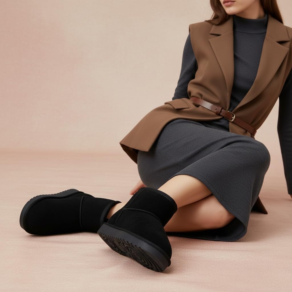 image:imageCUSHIONAIRE Womens Hipster pull on boot Memory FoamBlack Genuine Suede