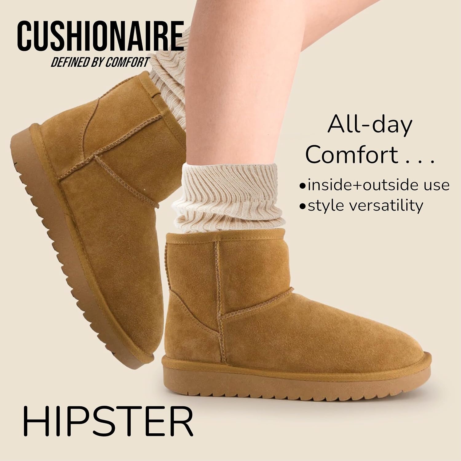 image:imageCUSHIONAIRE Womens Hipster pull on boot Memory FoamChestnut Genuine Suede