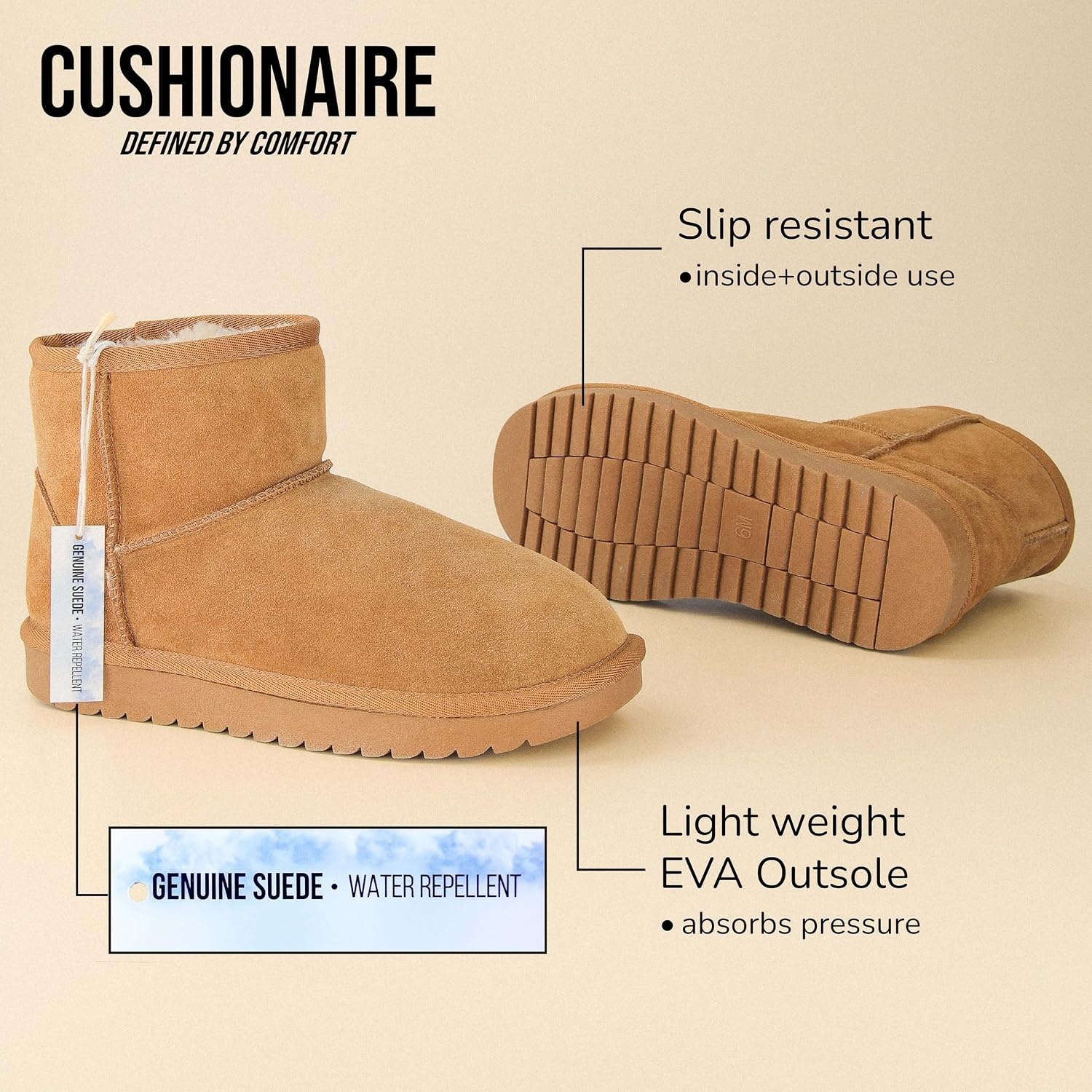 image:imageCUSHIONAIRE Womens Hipster pull on boot Memory FoamChestnut Genuine Suede
