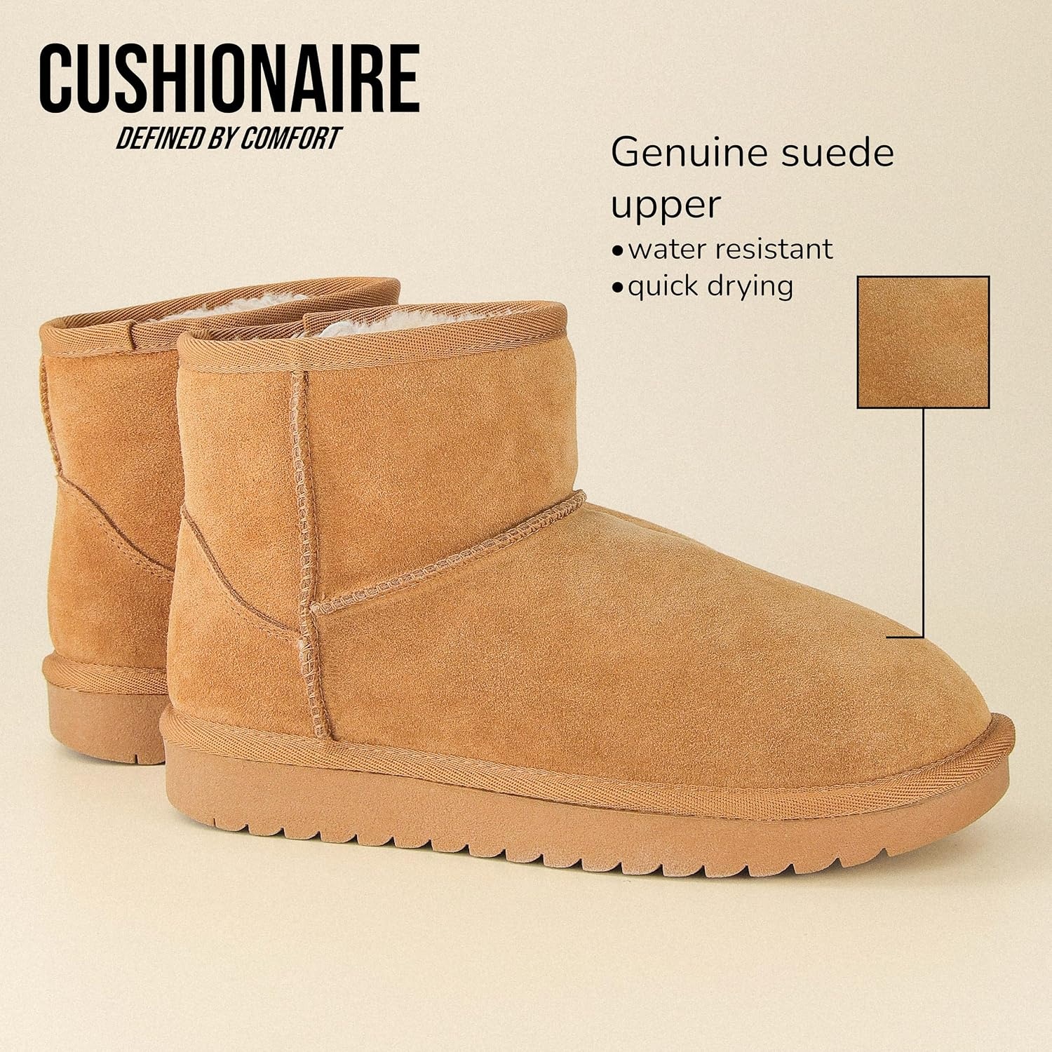 image:imageCUSHIONAIRE Womens Hipster pull on boot Memory FoamChestnut Genuine Suede