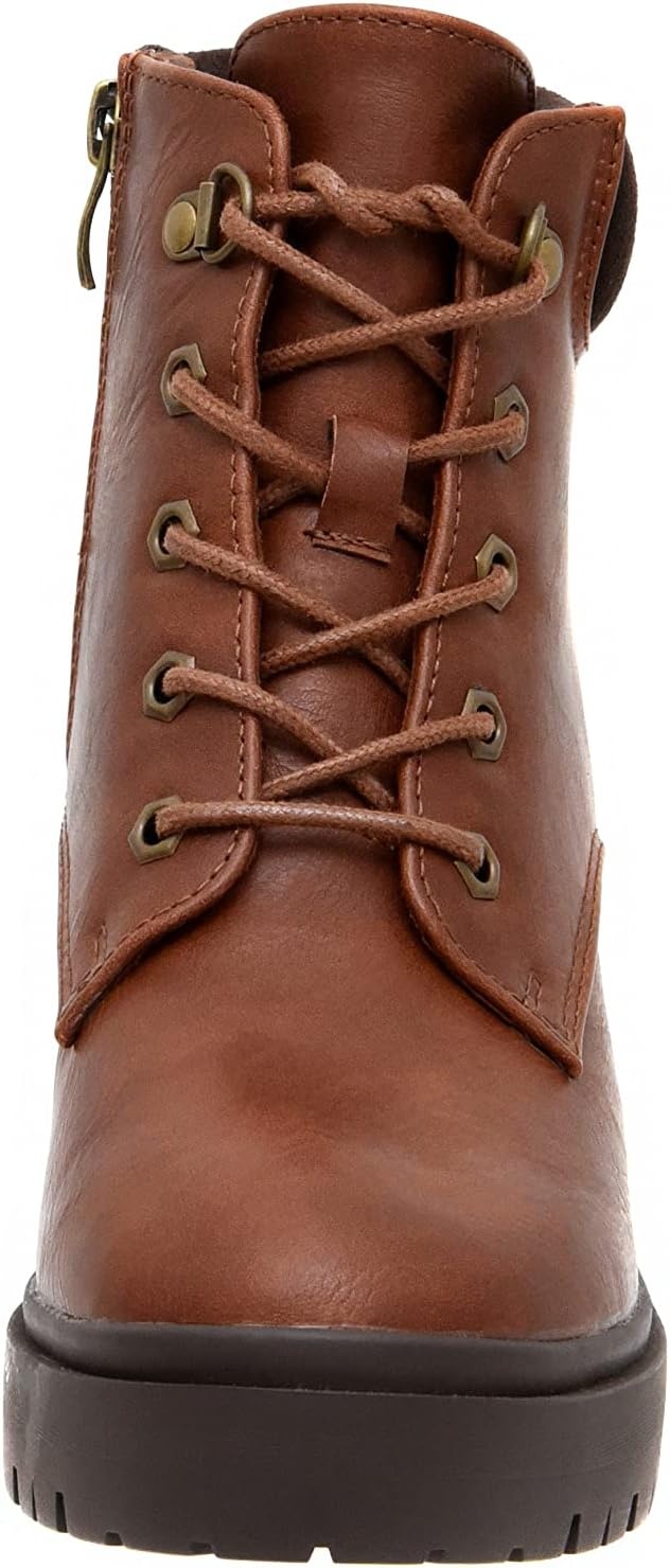 image:imageCUSHIONAIRE Womens Remy lace up heel bootie Memory FoamTan