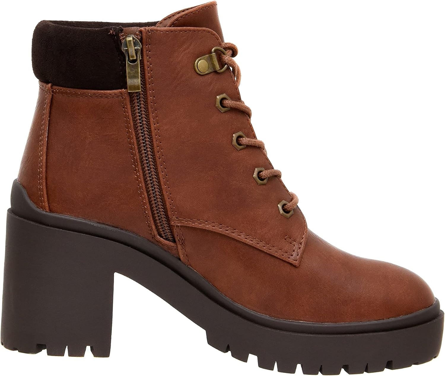 image:imageCUSHIONAIRE Womens Remy lace up heel bootie Memory FoamTan