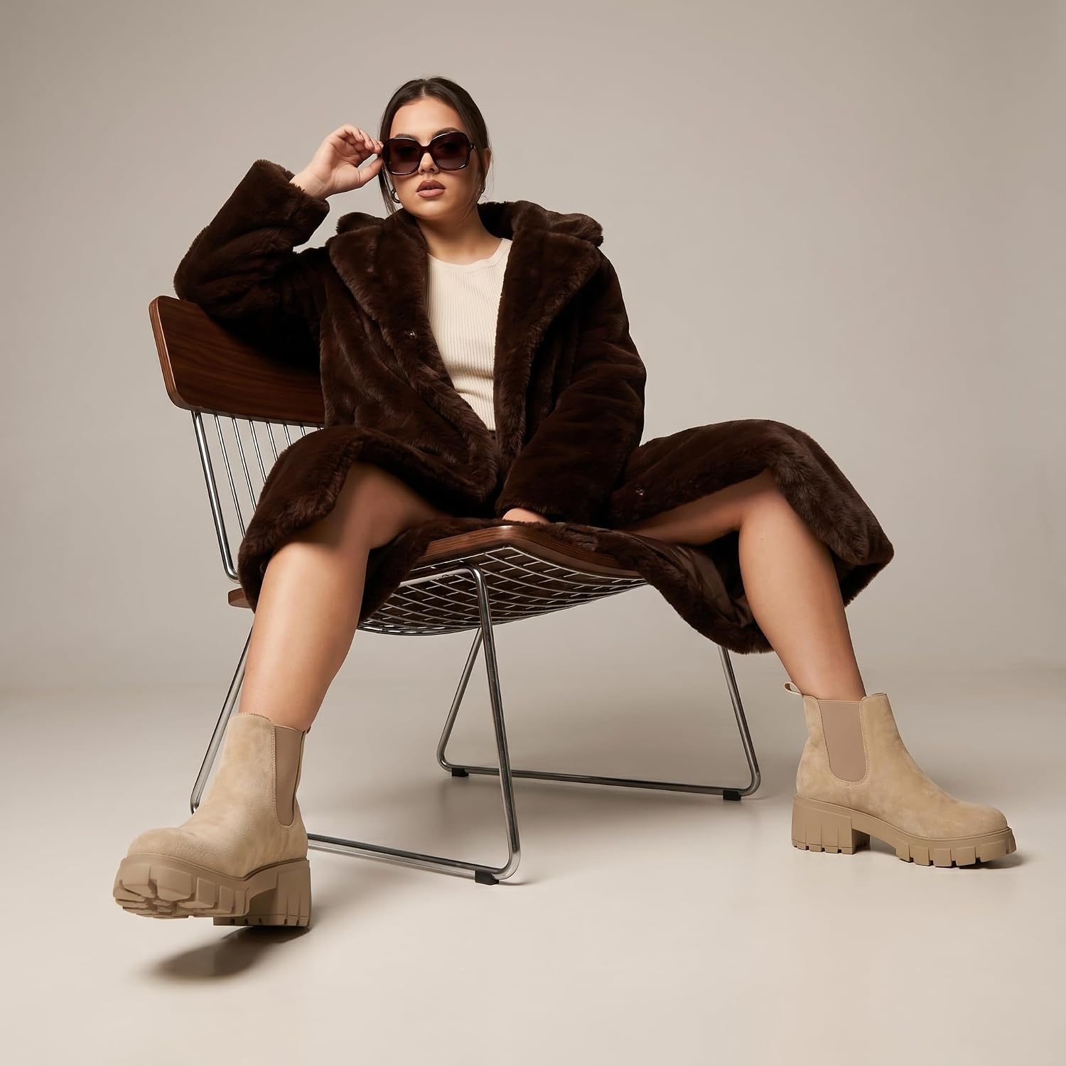 image:imageCUSHIONAIRE Womens Sasha slip on chelsea boot Memory FoamTaupe Suede