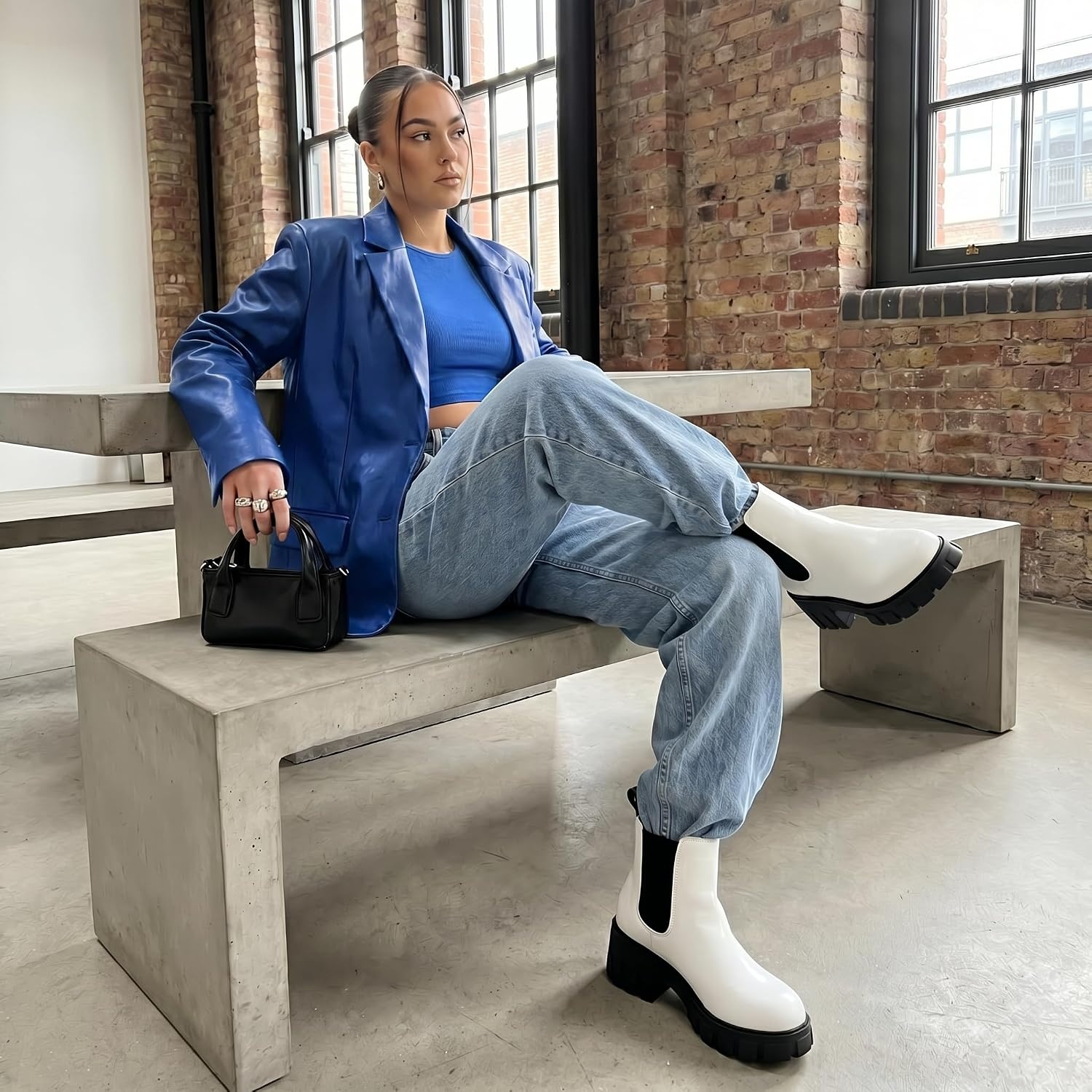 image:imageCUSHIONAIRE Womens Sasha slip on chelsea boot Memory FoamWhiteBlack