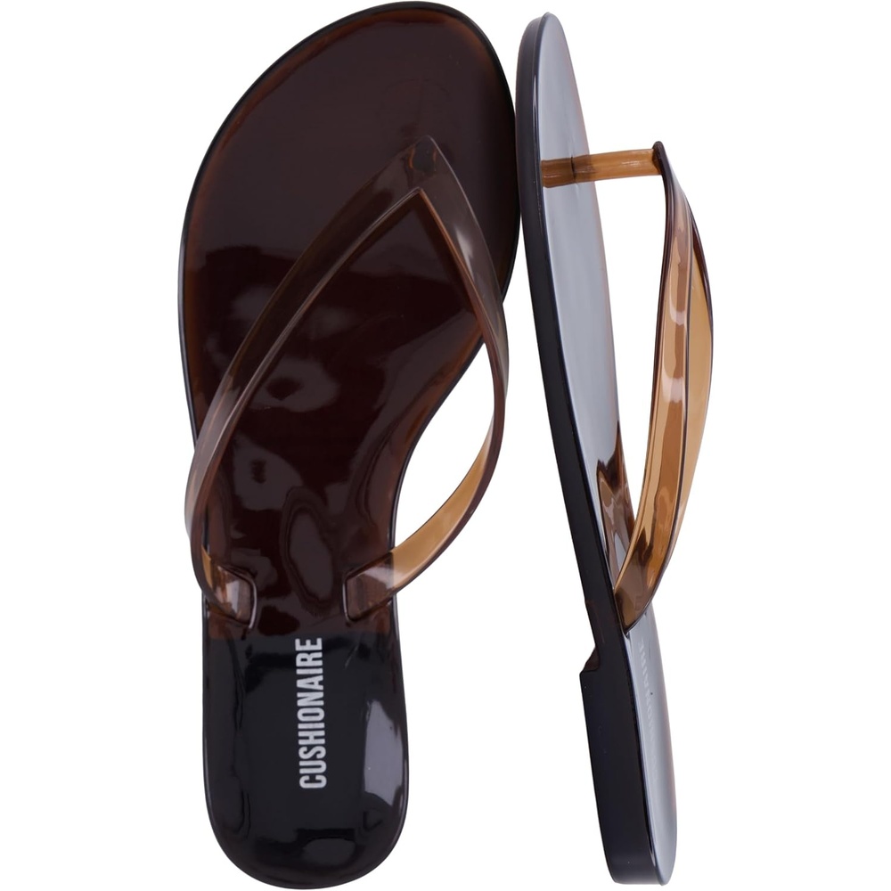 image:imageCUSHIONAIRE Aqua Jelly Flip Flops for WomenChocolate