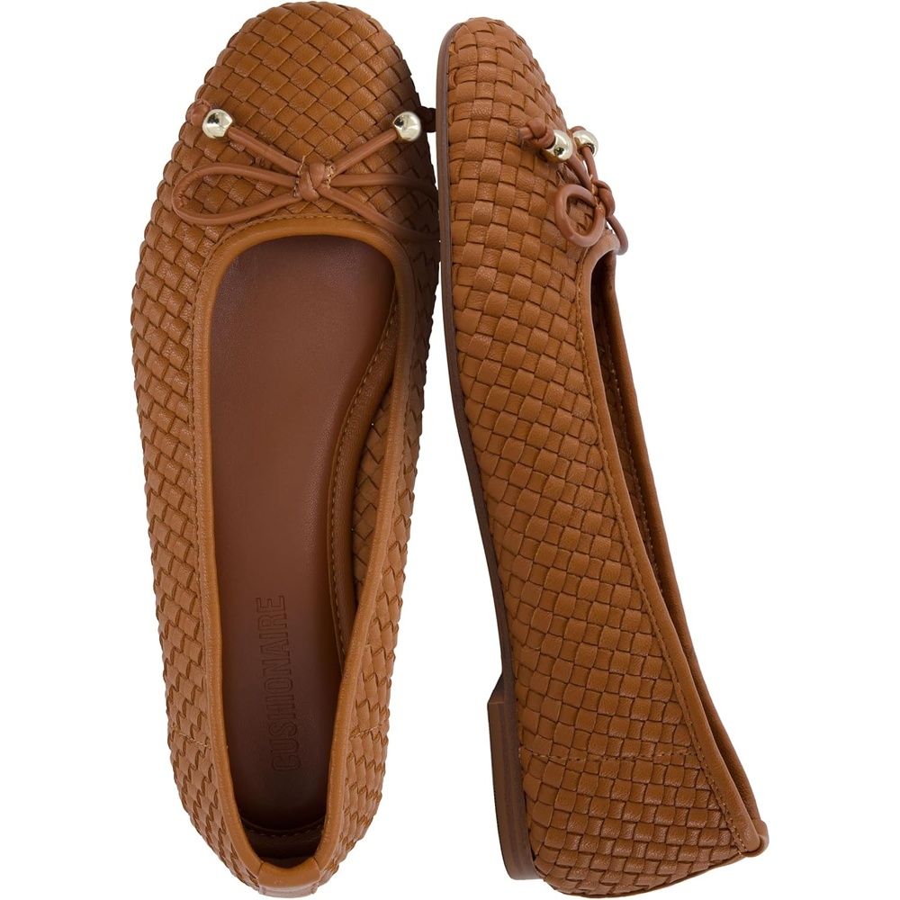 image:imageCUSHIONAIRE Audrey Woven Ballet Flats for WomenCognac