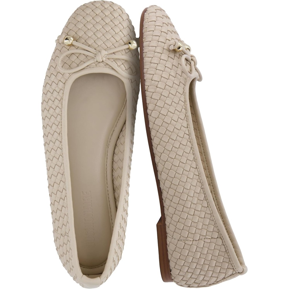 image:imageCUSHIONAIRE Audrey Woven Ballet Flats for WomenWheat