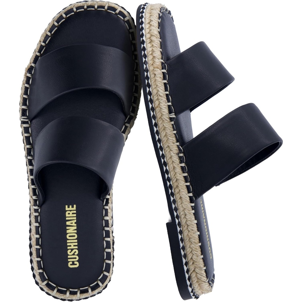 image:imageCUSHIONAIRE Bhendi Espadrilles Slide Sandals for Women with Cushion FootbedBlack