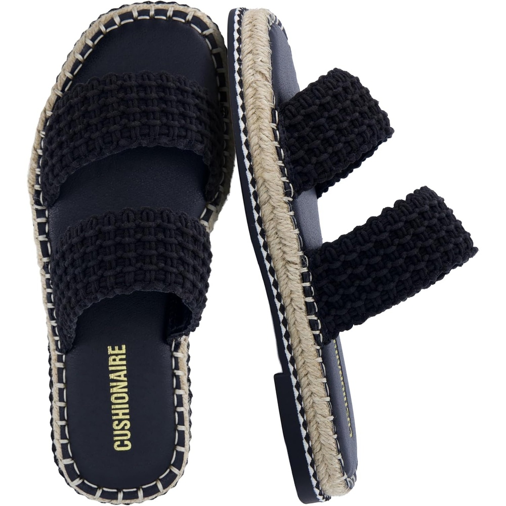 image:imageCUSHIONAIRE Bhendi Espadrilles Slide Sandals for Women with Cushion FootbedBlack Fabric