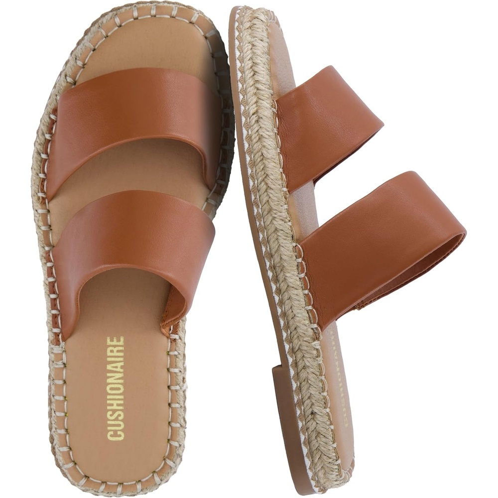 image:imageCUSHIONAIRE Bhendi Espadrilles Slide Sandals for Women with Cushion FootbedCognac