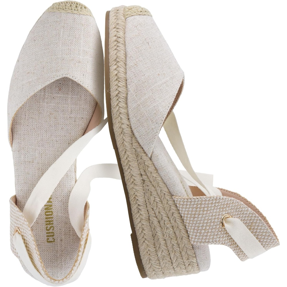image:imageCUSHIONAIRE Bonita Platform Espadrille Wedge Sandals for Women Closed Toe Lace Up Ankle Wrap Dressy Everyday Womens HeelsBeige