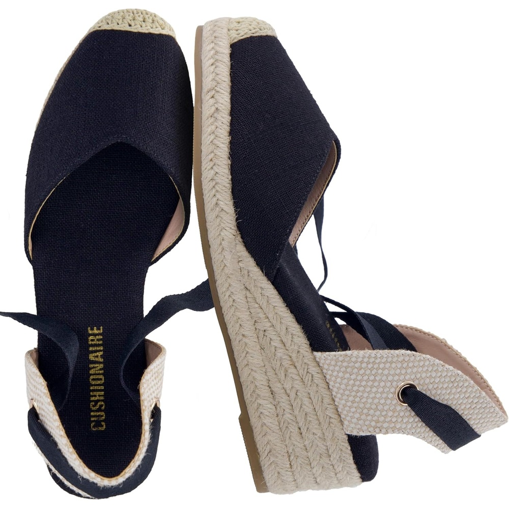 image:imageCUSHIONAIRE Bonita Platform Espadrille Wedge Sandals for Women Closed Toe Lace Up Ankle Wrap Dressy Everyday Womens HeelsBlack