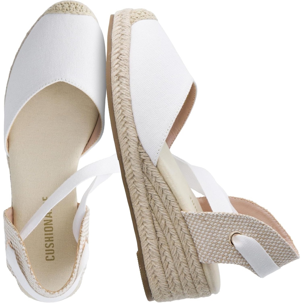 image:imageCUSHIONAIRE Bonita Platform Espadrille Wedge Sandals for Women Closed Toe Lace Up Ankle Wrap Dressy Everyday Womens HeelsIvory