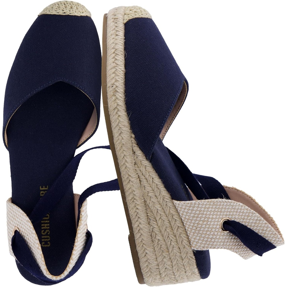 image:imageCUSHIONAIRE Bonita Platform Espadrille Wedge Sandals for Women Closed Toe Lace Up Ankle Wrap Dressy Everyday Womens HeelsNavy