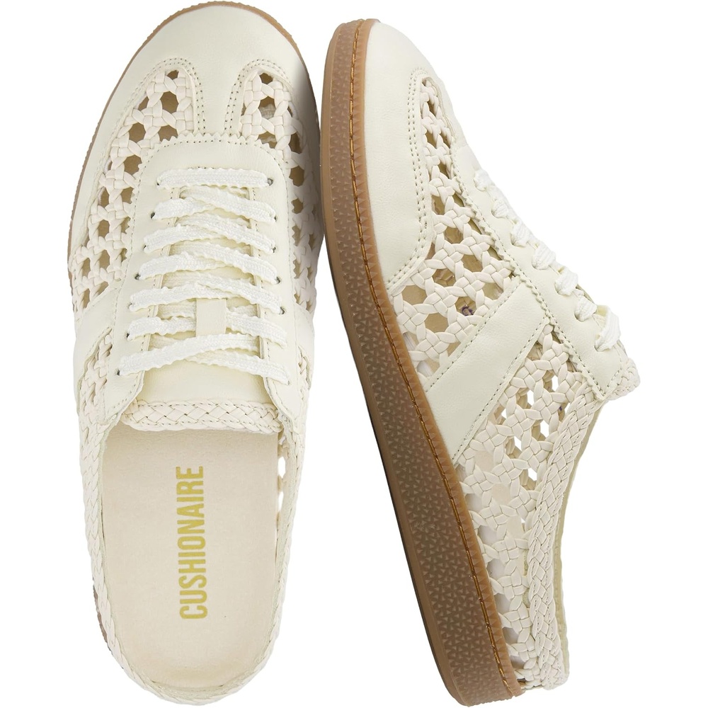 image:imageCUSHIONAIRE Buffy Woven Slip On Backless Sneaker Mules for WomenIvory