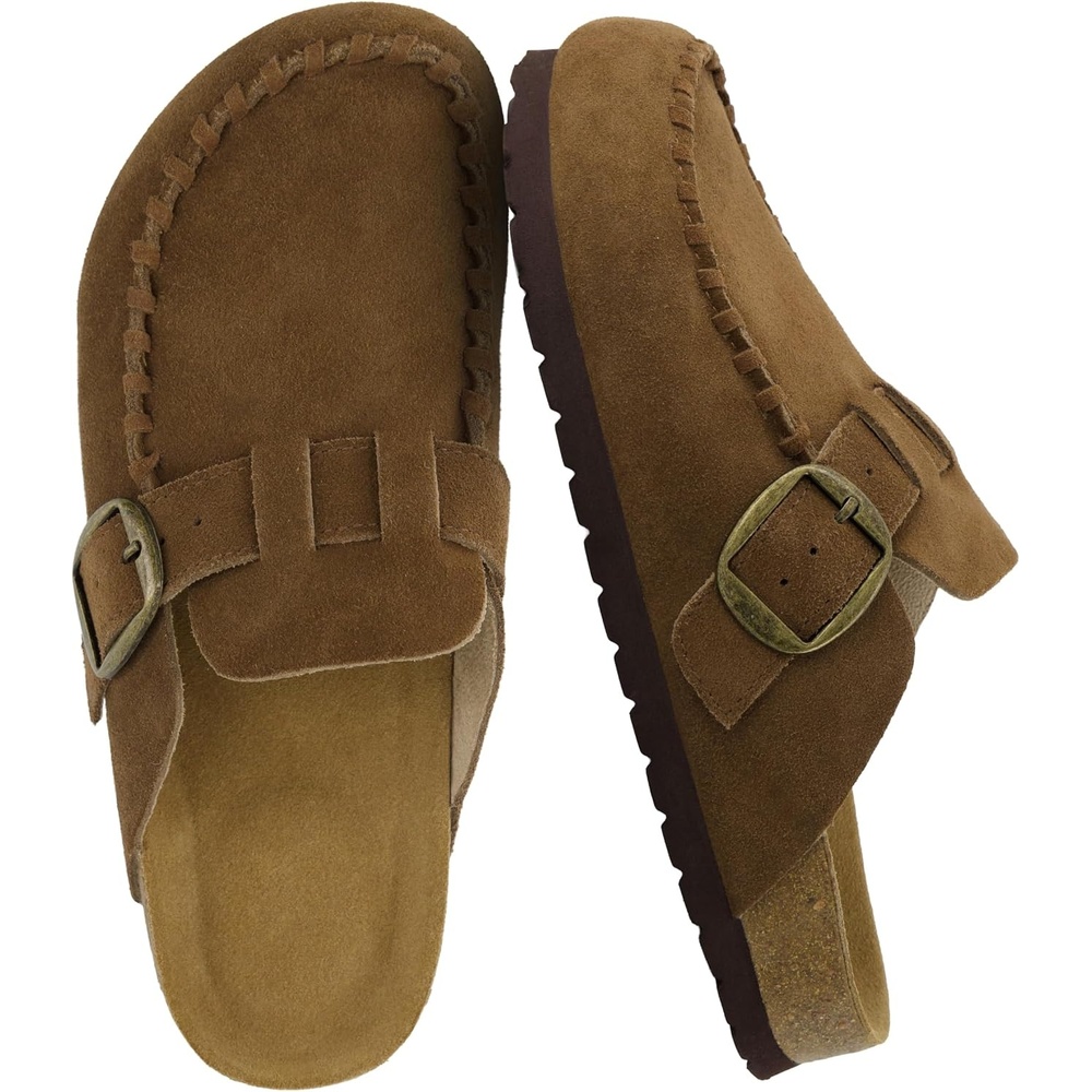 image:imageCUSHIONAIRE Canoe Genuine Suede Clogs for Women Footwear with Moc Toe Design  Casual Slip On Womens ShoesBrown