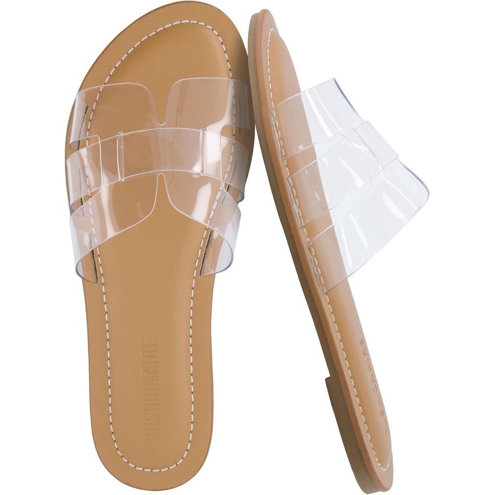 image:imageCUSHIONAIRE Caper Jelly Sandals for Women Comfortable Womens Slides with Cushioned Footbed and Wide Widths AvailableClear