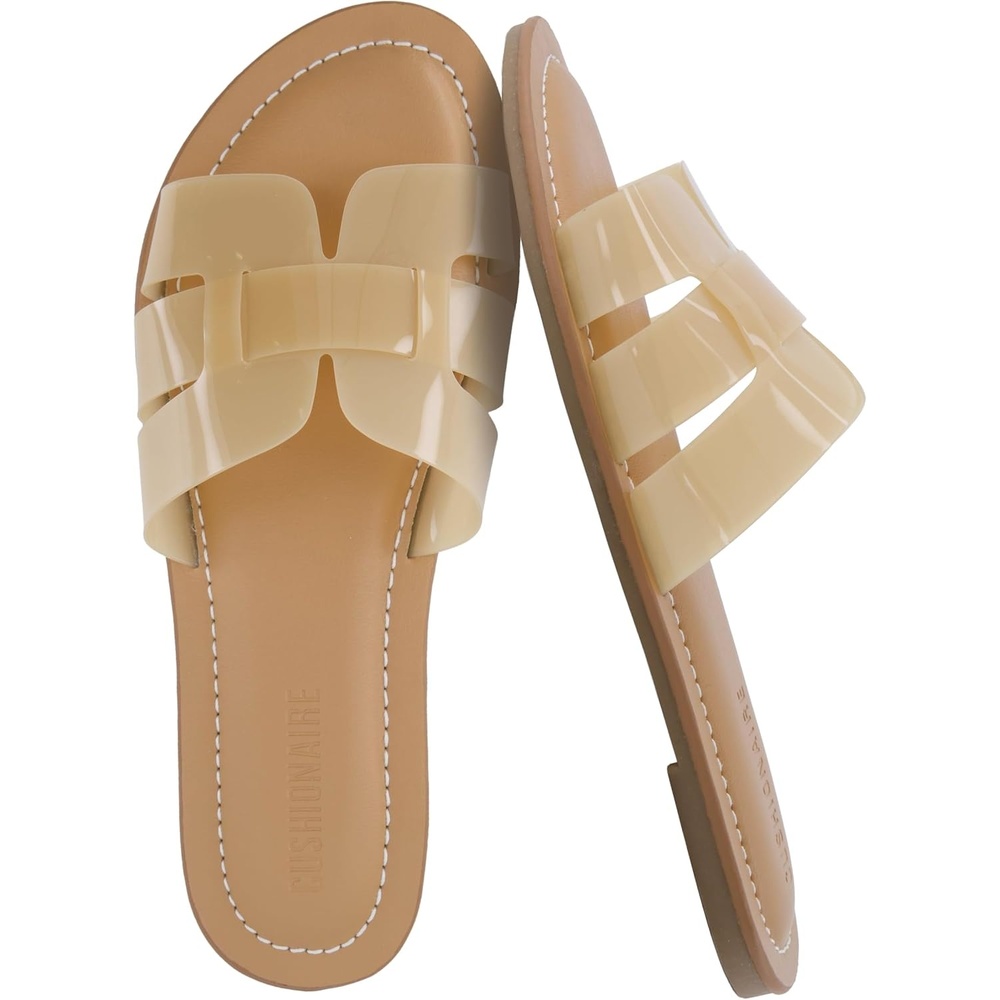 image:imageCUSHIONAIRE Caper Jelly Sandals for Women Comfortable Womens Slides with Cushioned Footbed and Wide Widths AvailableNude