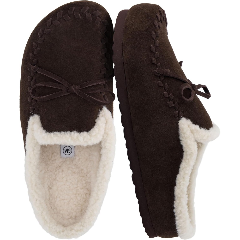 image:imageCUSHIONAIRE Creek Genuine Leather Suede Womens Slippers Casual House ShoesChocolate