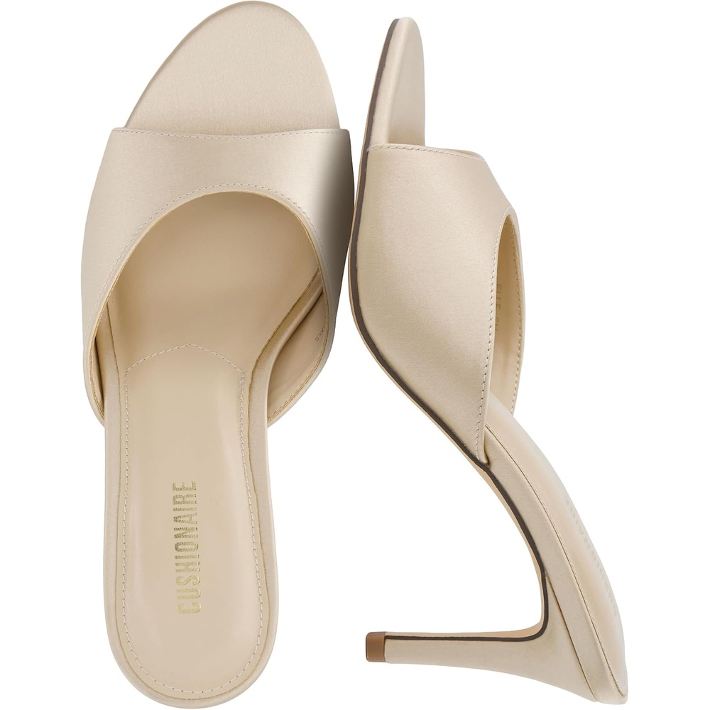 image:imageCUSHIONAIRE Elle Pointed Heel Womens Sandal Open Toe Heeled Mule with Cushioned Memory and Stiletto DesignChampagne
