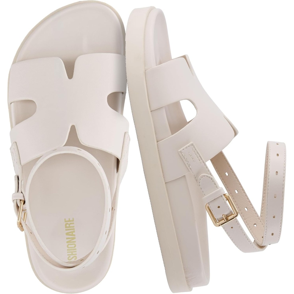 image:imageCUSHIONAIRE Erika Sandals for Women with CutOut Band and Ankle Strap Cushioned Footbed Sandal Wide Width AvailableIvory