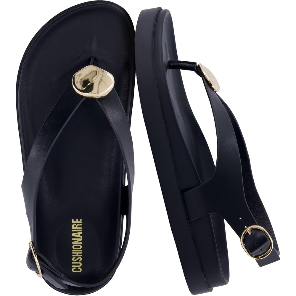 image:imageCUSHIONAIRE Expo Thong Sandals for Women Comfortable Slingback Sandals with Arch Support and Cushioned FootbedBlack