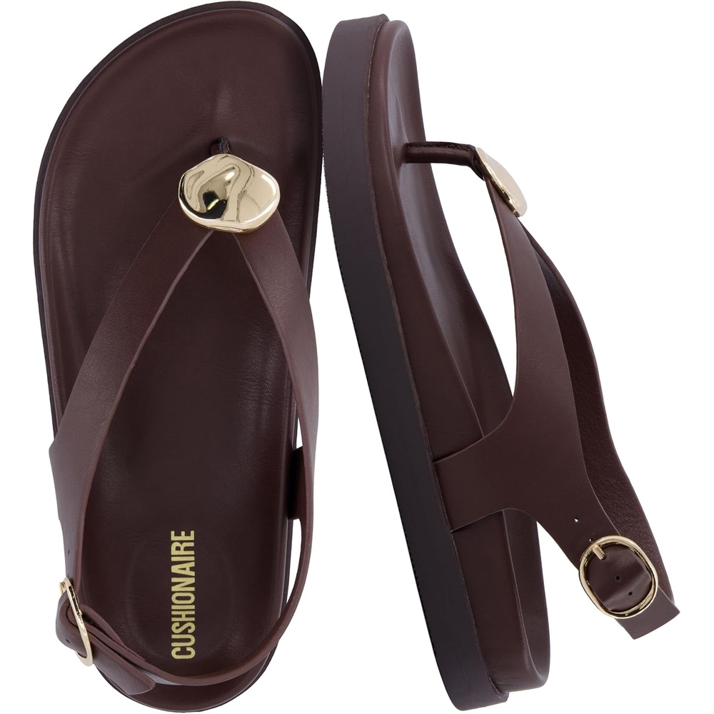 image:imageCUSHIONAIRE Expo Thong Sandals for Women Comfortable Slingback Sandals with Arch Support and Cushioned FootbedChocolate