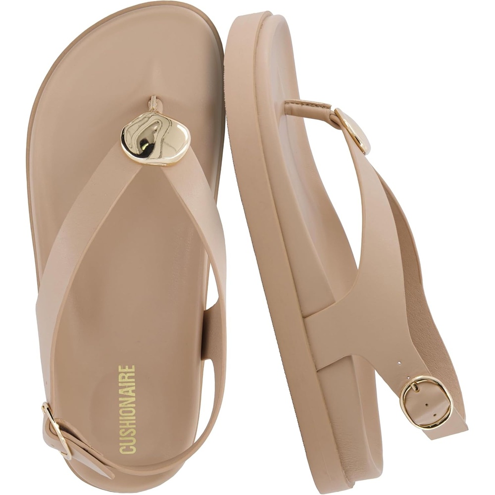 image:imageCUSHIONAIRE Expo Thong Sandals for Women Comfortable Slingback Sandals with Arch Support and Cushioned FootbedTan