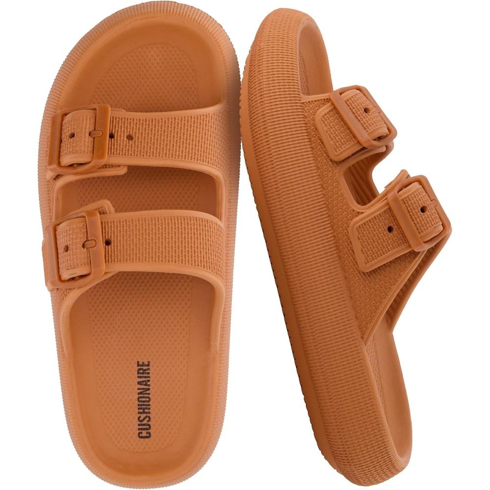 image:imageCUSHIONAIRE Fame Pillow Recovery Sandals for Women Adjustable Double Buckle Waterproof EVA Cloud Slides for WomenOrange