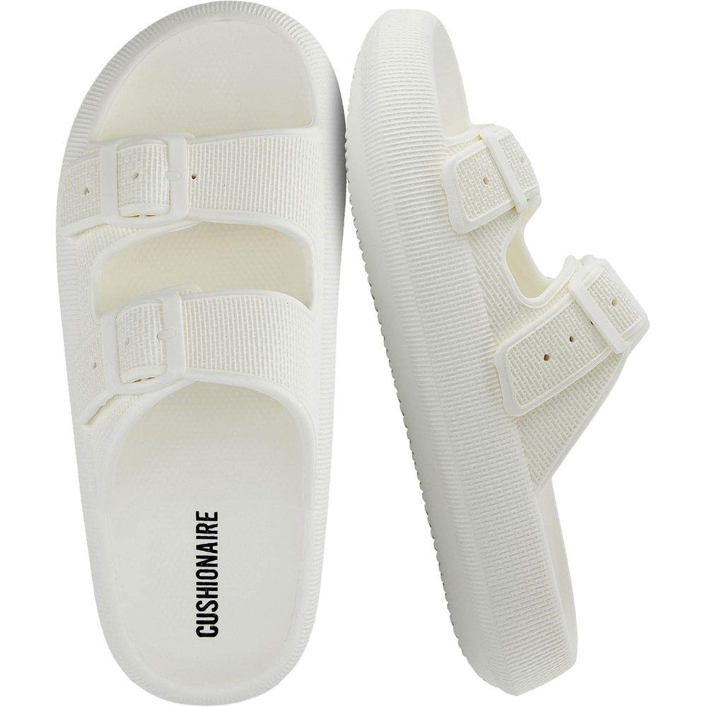 image:imageCUSHIONAIRE Fame Pillow Recovery Sandals for Women Adjustable Double Buckle Waterproof EVA Cloud Slides for WomenVanilla