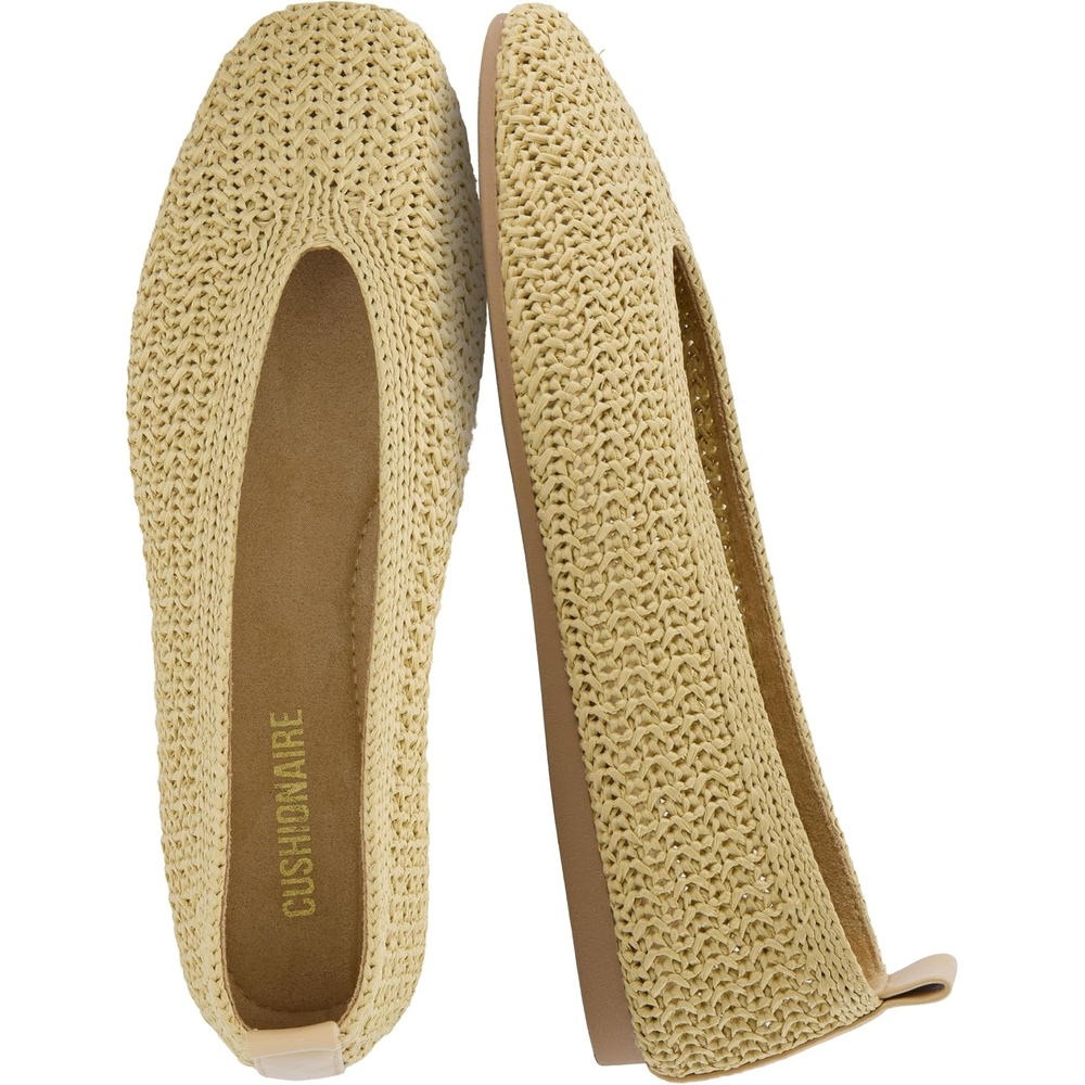 image:imageCUSHIONAIRE Gilt Woven Ballet Flats for Women Lightweight Knit Flats with Memory Foam and Pull On TabNatural