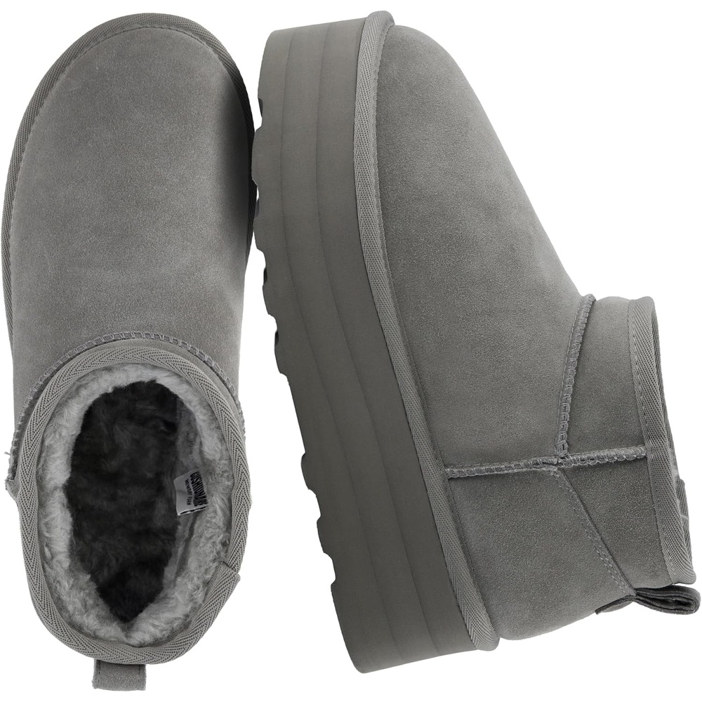 image:imageCUSHIONAIRE Hippy Womens Platform Ankle Boots Genuine Suede Faux Fur Lining Cozy Winter SlipOn Design Comfortable Footwear with Wide Widths AvailableGrey