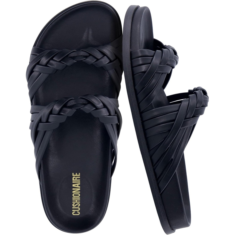 image:imageCUSHIONAIRE Lens Womens Sandals with Arch Support Comfortable Sandals for Women with Braided Strap and Cushioned FootbedBlack