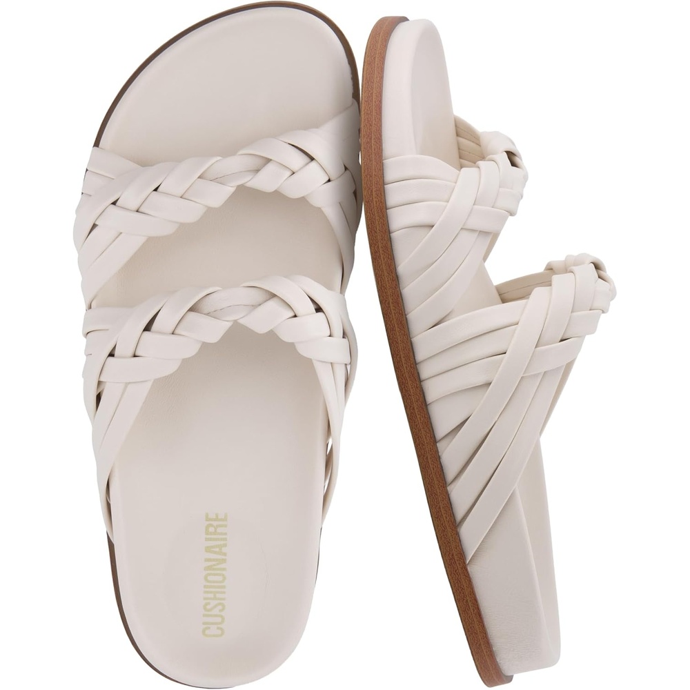 image:imageCUSHIONAIRE Lens Womens Sandals with Arch Support Comfortable Sandals for Women with Braided Strap and Cushioned FootbedCream