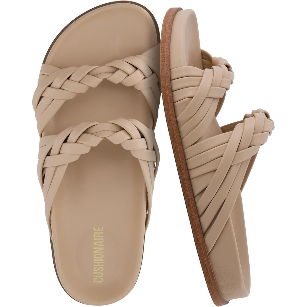 image:imageCUSHIONAIRE Lens Womens Sandals with Arch Support Comfortable Sandals for Women with Braided Strap and Cushioned FootbedNude