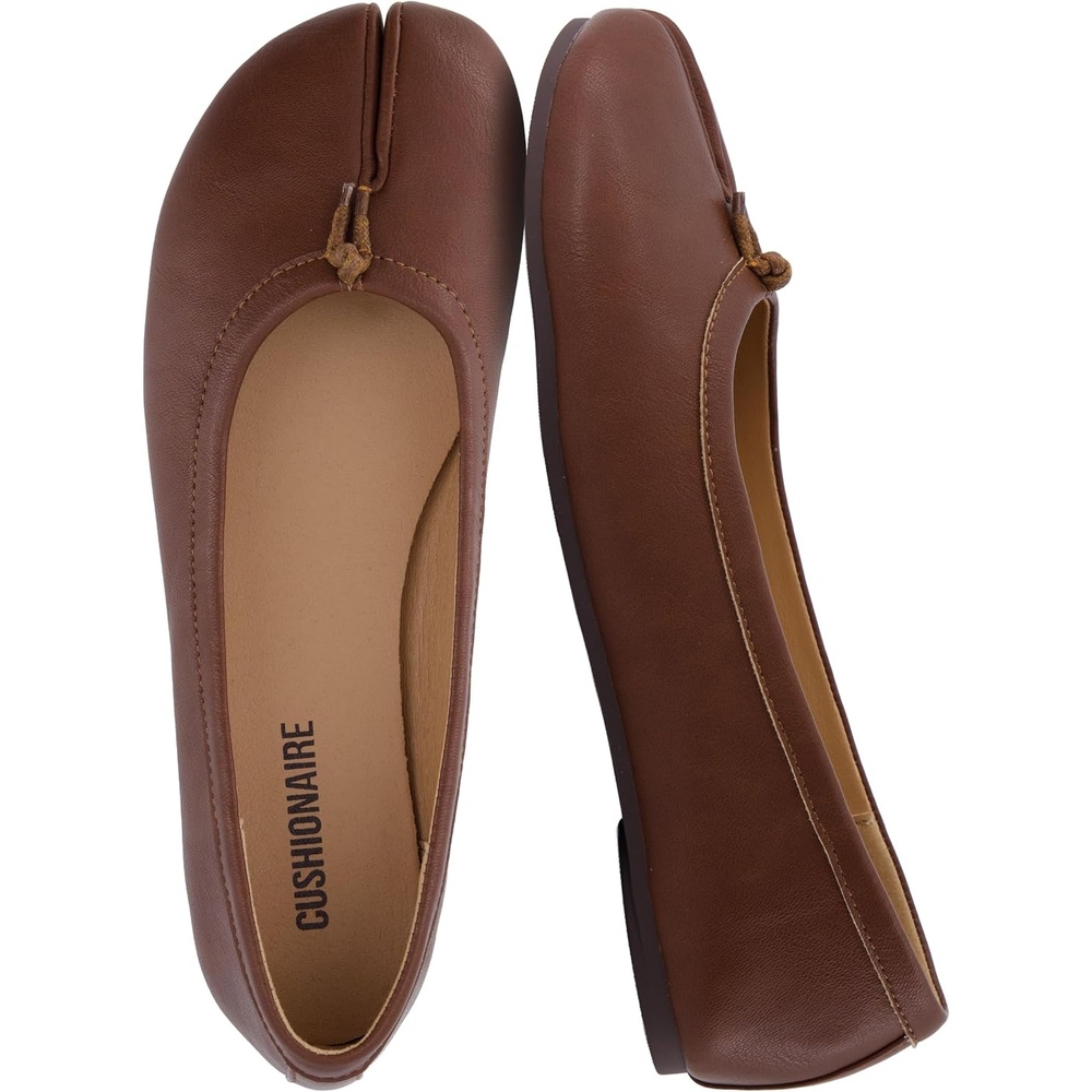 image:imageCUSHIONAIRE Maki Tabi Flats for Women Split Toe Ballet Flats with Flexible Sole and Cushioned FootbedBrown