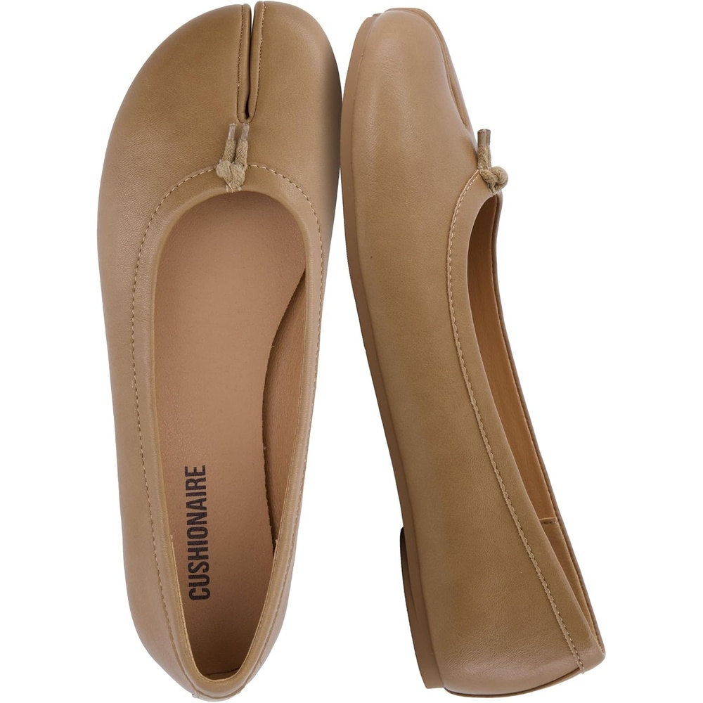 image:imageCUSHIONAIRE Maki Tabi Flats for Women Split Toe Ballet Flats with Flexible Sole and Cushioned FootbedTan
