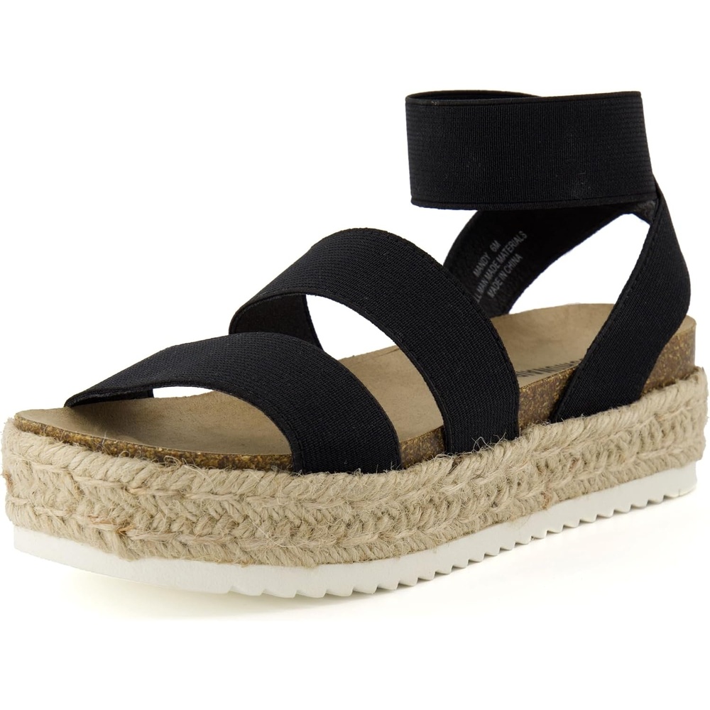 image:imageCUSHIONAIRE Mandy Strappy Espadrille Platform Sandals for Women with Low Wedge HeelBlack