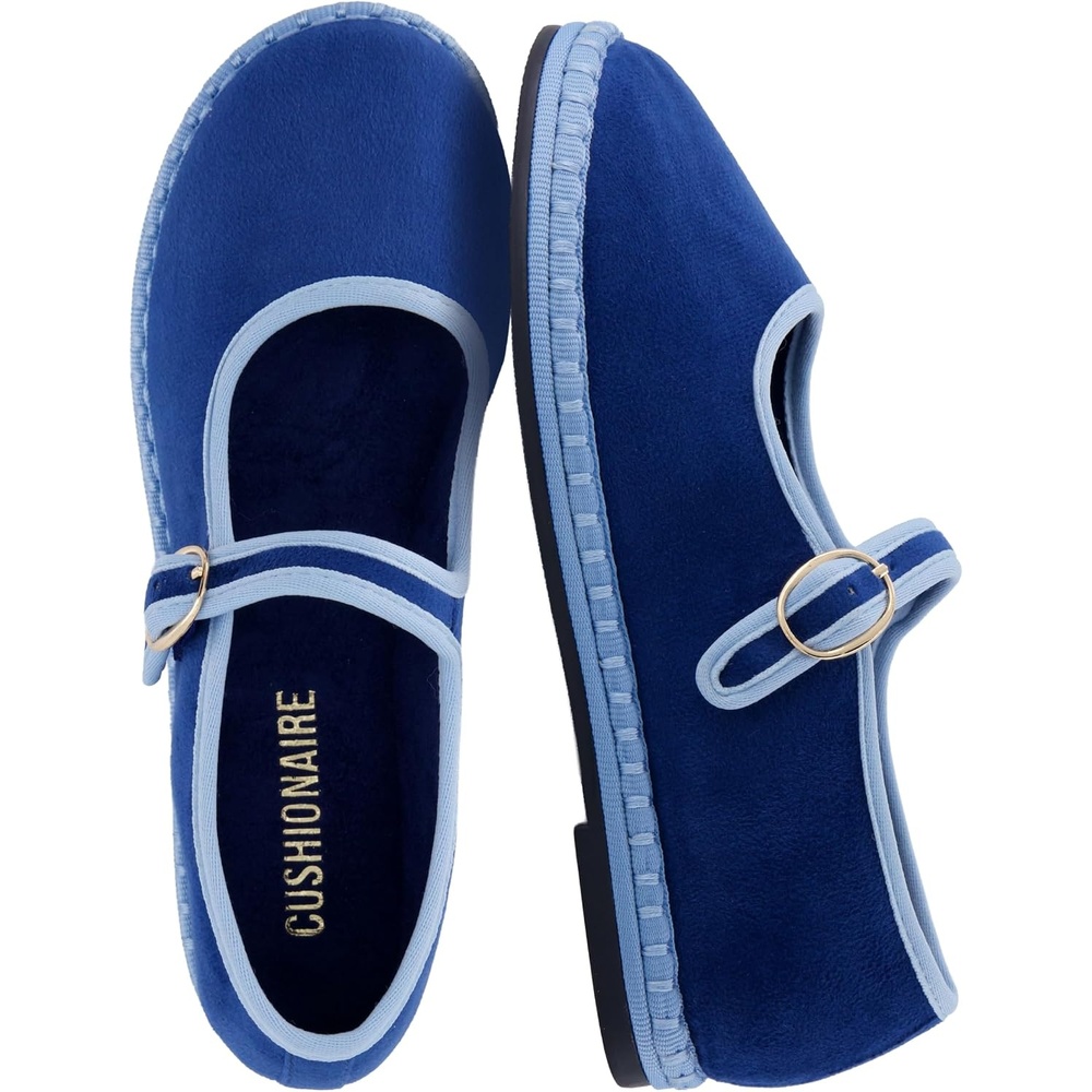 image:imageCUSHIONAIRE Missy Kids Mary Jane Flats School Shoes for Girls with Adjustable BuckleBlueBlue