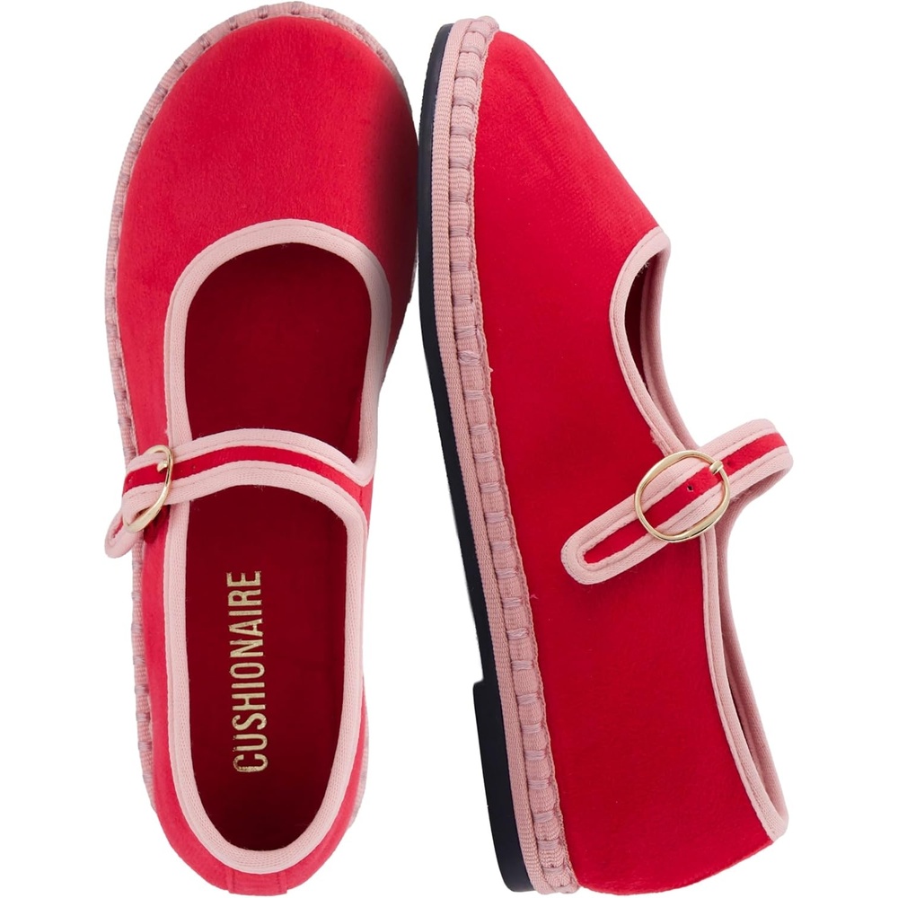 image:imageCUSHIONAIRE Missy Kids Mary Jane Flats School Shoes for Girls with Adjustable BuckleRedPink