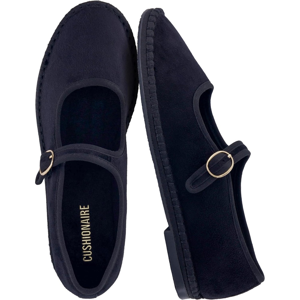 image:imageCUSHIONAIRE Missy Mary Jane Ballet Flats for Women Breathable Lightweight Womens Flats with Adjustable Buckle and Cushioned Memory FoamBlack