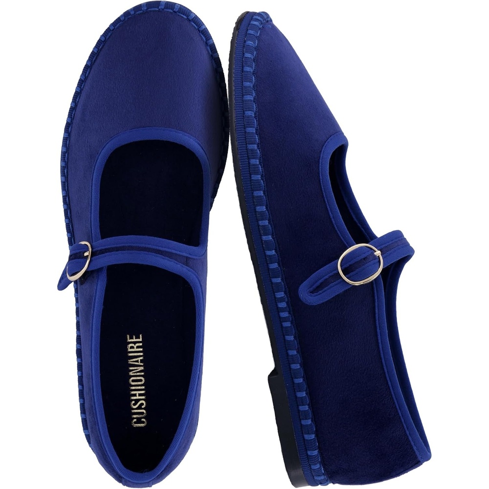 image:imageCUSHIONAIRE Missy Mary Jane Ballet Flats for Women Breathable Lightweight Womens Flats with Adjustable Buckle and Cushioned Memory FoamNavyBlue