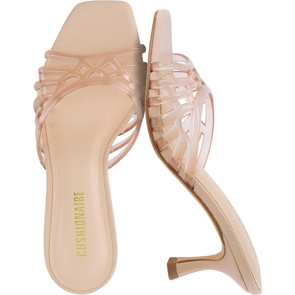 image:imageCUSHIONAIRE Naty Jelly Kitten Heels for Women Chic SlipOn Mule Design with Modern Open Square Toe Womens HeelsBlush
