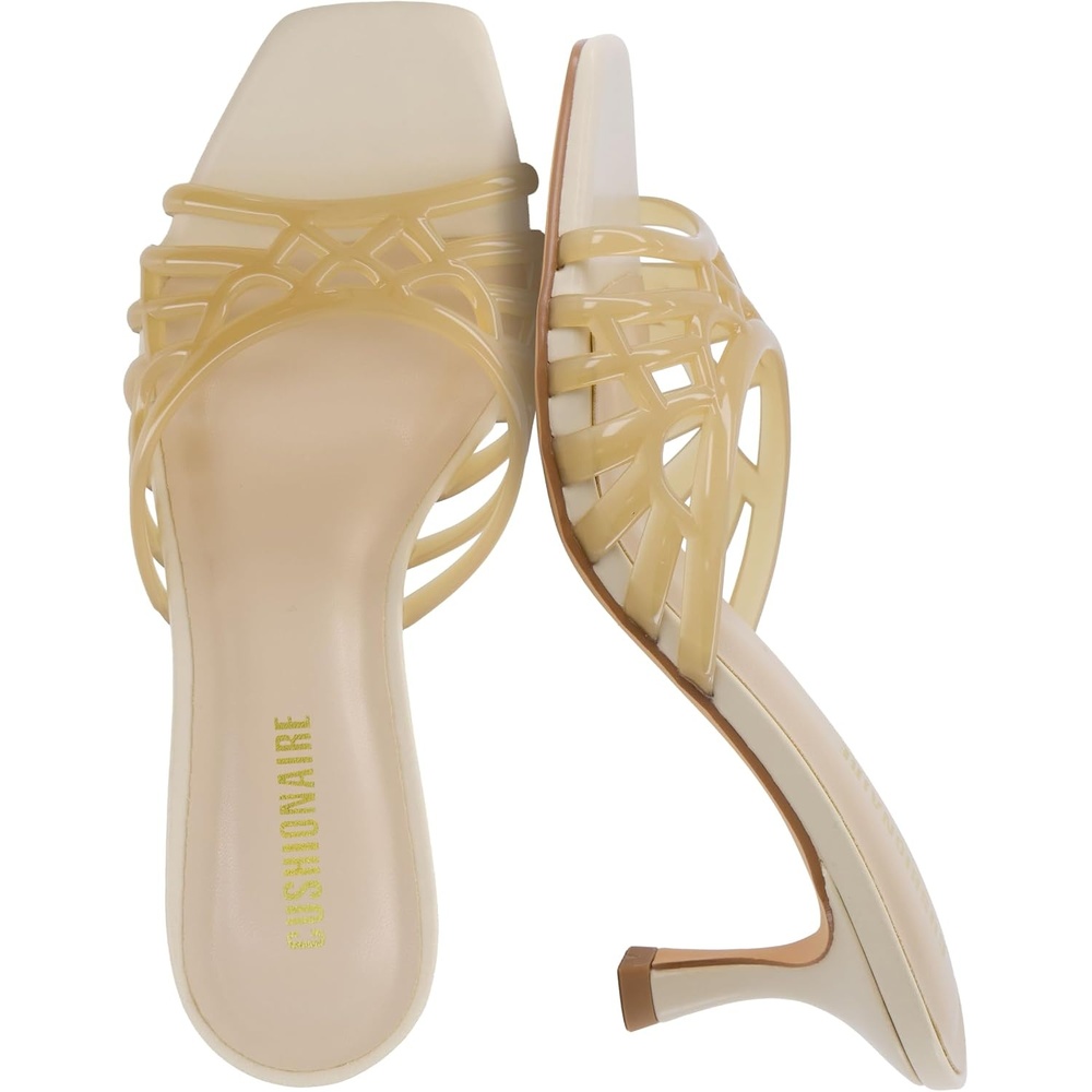 image:imageCUSHIONAIRE Naty Jelly Kitten Heels for Women Chic SlipOn Mule Design with Modern Open Square Toe Womens HeelsNude